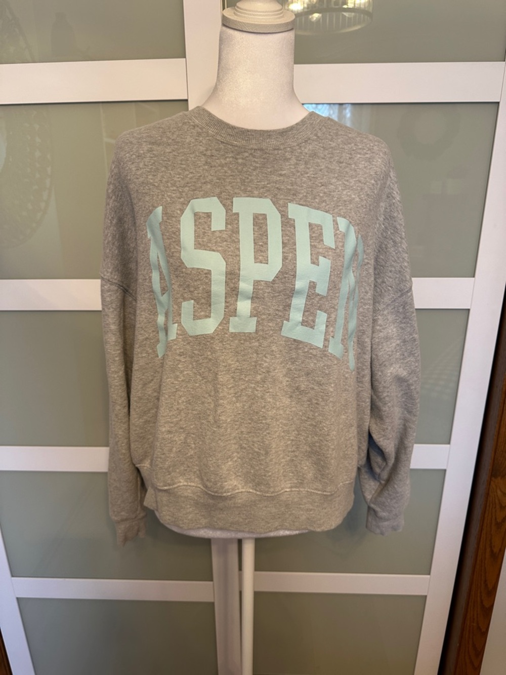Grayson Threads Gray Crewneck Sweatshirt with Mint Lettering